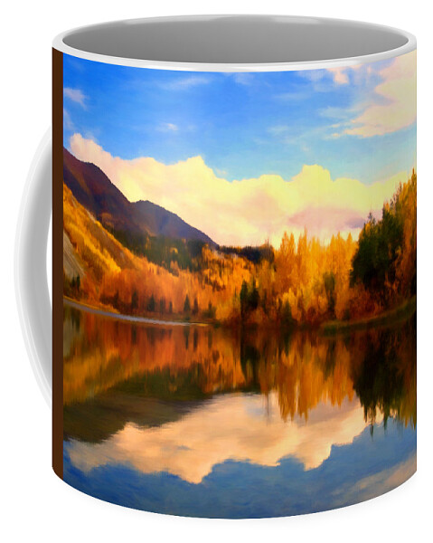 Landscapes Waterscapes Coffee Mug featuring the painting Fall Lake by Michael Pickett