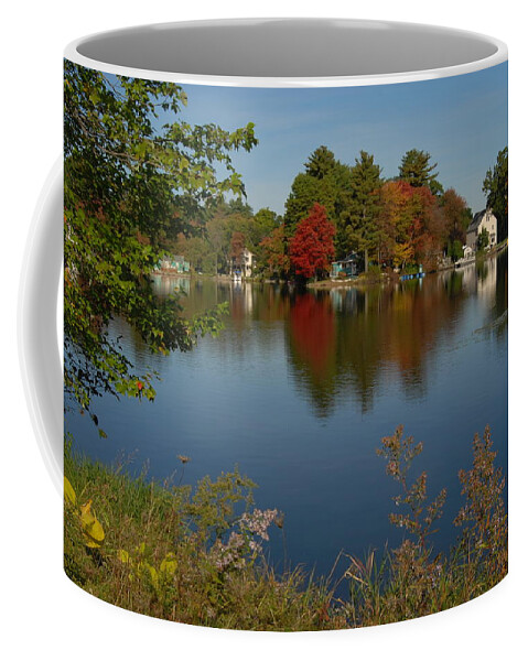 Foliage/lakes Coffee Mug featuring the photograph Fall Reflection by Caroline Stella