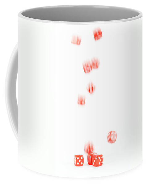   Coffee Mug featuring the photograph Falling dice by Chevy Fleet