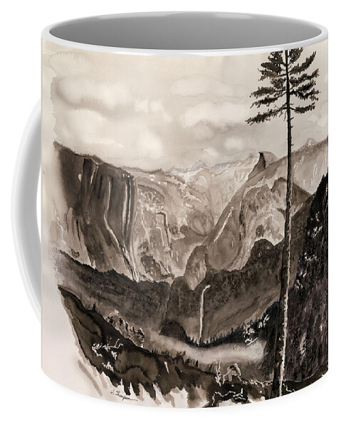 Yosemite Painting Coffee Mug featuring the painting Falls of the Yosemite Painting by Warren Thompson