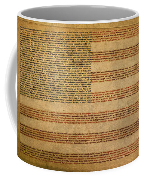 Famous Coffee Mug featuring the mixed media Famous Patriotic Quotes American Flag Word Art by Design Turnpike