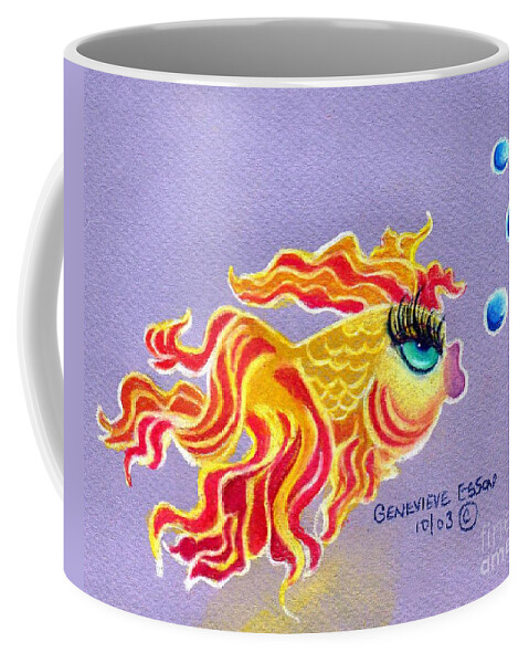 Goldfish Coffee Mug featuring the drawing Fancytail Goldfish by Genevieve Esson