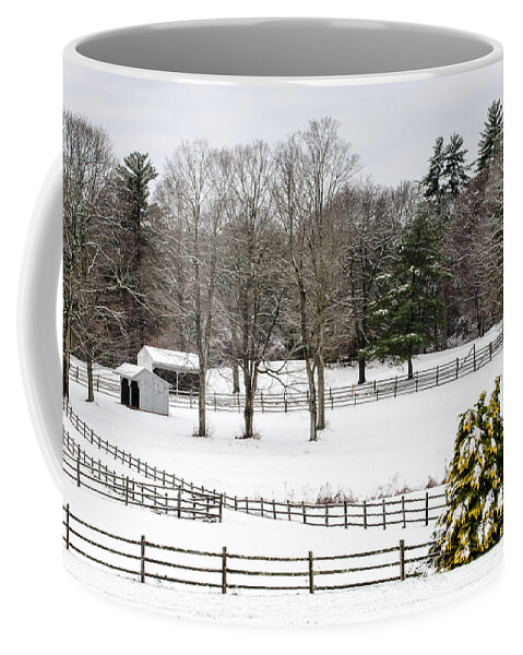 Horse Farm Coffee Mug featuring the photograph Horse Farm and the Tree by Mike Ste Marie