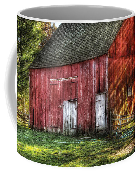 Savad Coffee Mug featuring the photograph Farm - Barn - The old red barn by Mike Savad