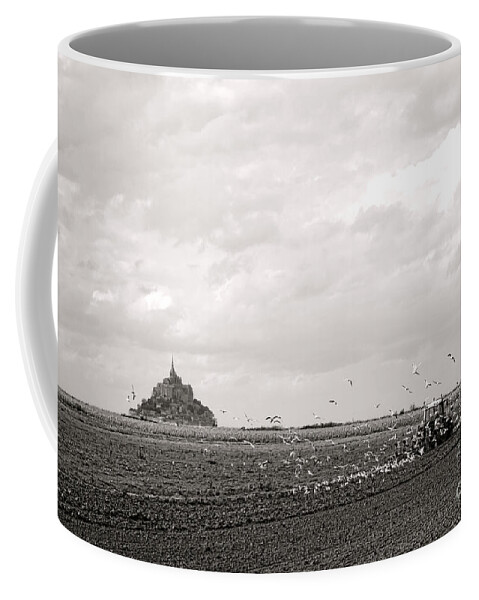 France Coffee Mug featuring the photograph Farm Work at Mont Saint Michel by Olivier Le Queinec