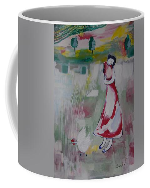 Farmer Girl Coffee Mug featuring the painting Farmer girl by Sima Amid Wewetzer