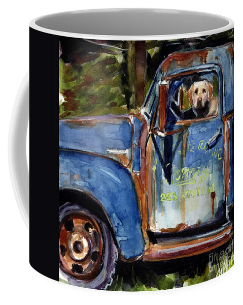 Dog Coffee Mug featuring the painting Farmhand by Molly Poole