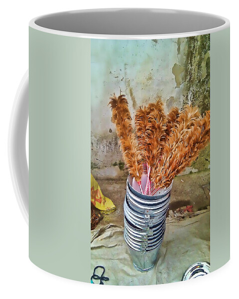 China Coffee Mug featuring the photograph Feather duster bouquet by Cathy Anderson