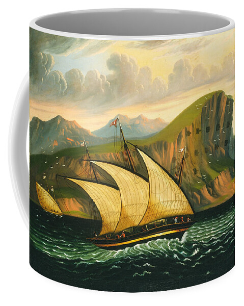 Thomas Chambers Coffee Mug featuring the painting Felucca off Gibraltar by Thomas Chambers