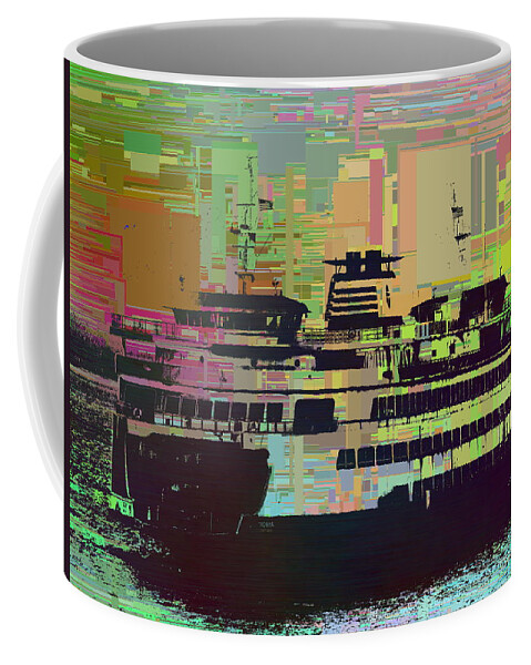 Abstract Coffee Mug featuring the digital art Ferry Cubed 2 by Tim Allen