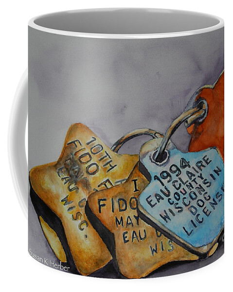 Fido Coffee Mug featuring the painting Fido Fun Run by Susan Herber