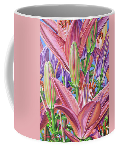 Lilies Coffee Mug featuring the painting Field Of Lilies by Jane Girardot