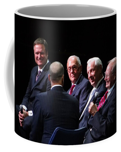 Kansas Coffee Mug featuring the photograph Fifty Years of Jayhawk Coaches by Keith Stokes