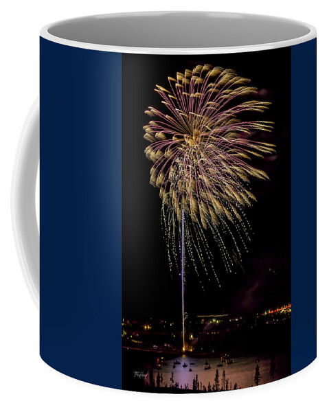 Fireworks Coffee Mug featuring the photograph Fire Above the Water by Fred J Lord