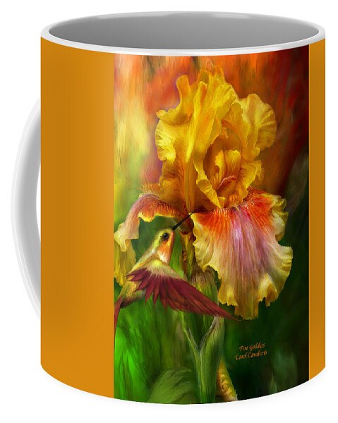 Iris Art Coffee Mug featuring the mixed media Fire Goddess by Carol Cavalaris
