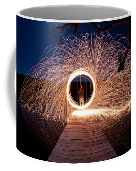 Steel Wool Photographs Coffee Mug featuring the photograph Fire Shower by Shirley Radabaugh