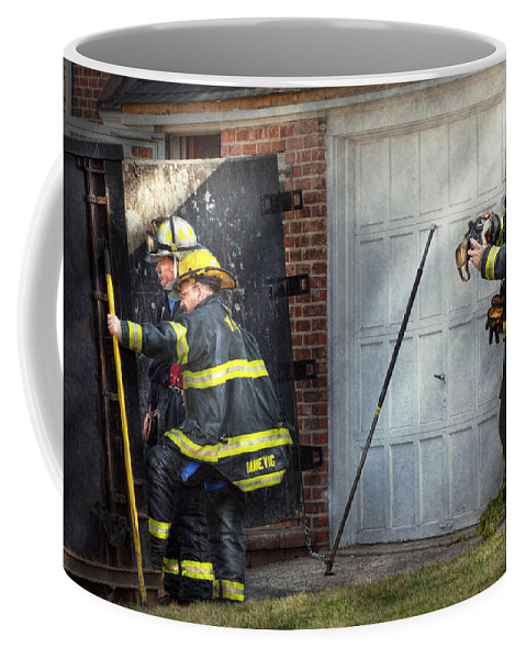 Savad Coffee Mug featuring the photograph Fireman - Take all fires seriously by Mike Savad