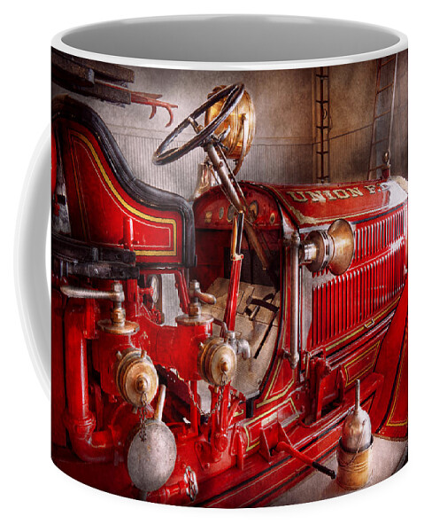 Fireman Coffee Mug featuring the Fireman - Truck - Waiting for a call by Mike Savad