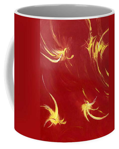 Abstract Coffee Mug featuring the painting Fireworks by Tamara Nelson