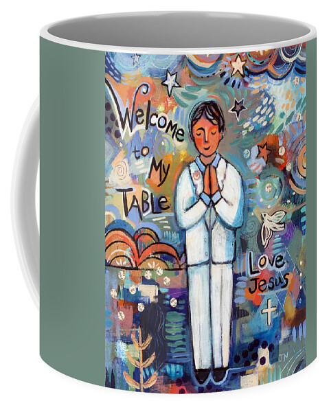 Jen Norton Coffee Mug featuring the painting First Communion Boy by Jen Norton