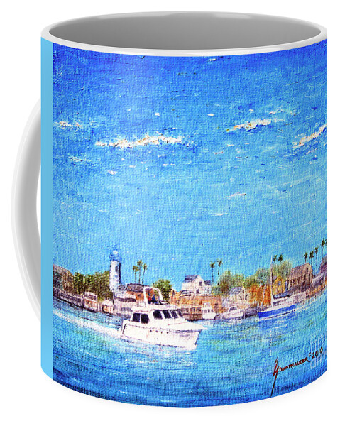 Boat Coffee Mug featuring the painting Fisherman's Village by Jerome Stumphauzer