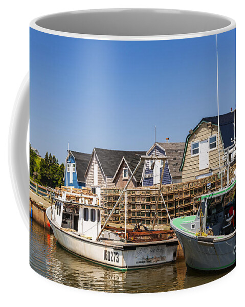 Boats Coffee Mug featuring the photograph Fishing boats docked in Prince Edward Island by Elena Elisseeva