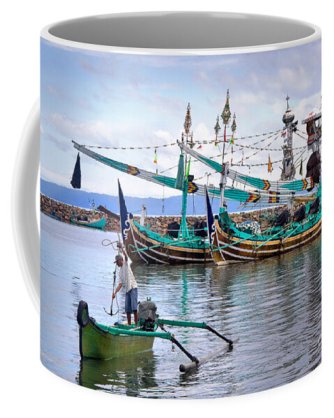 Travel Coffee Mug featuring the photograph Fishing Boats in Bali by Louise Heusinkveld