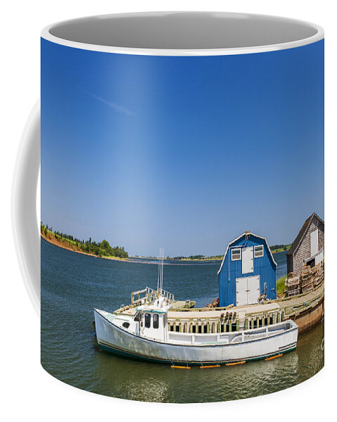 Boat Coffee Mug featuring the photograph Fishing dock in Prince Edward Island by Elena Elisseeva