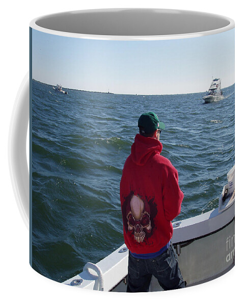 Fishing In Rough Seas Coffee Mug featuring the photograph Fishing In Rough Seas by John Telfer