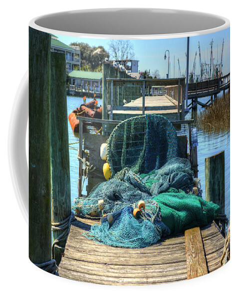 Scenic Coffee Mug featuring the photograph Fishing Nets by Kathy Baccari