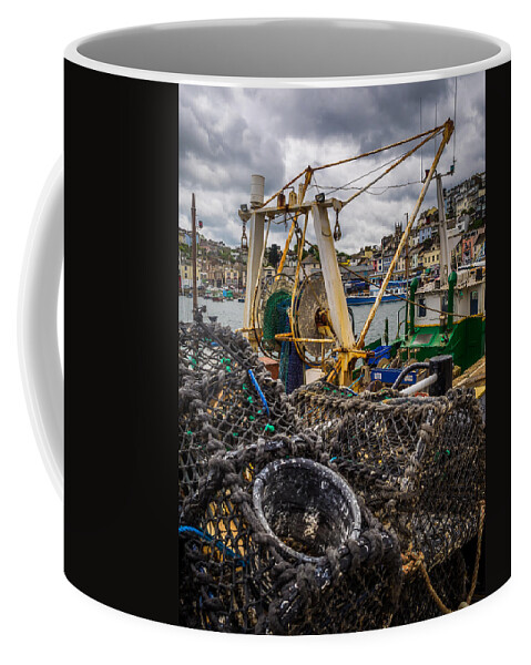 Brixham Coffee Mug featuring the photograph Fishing pots at Brixham by Mark Llewellyn