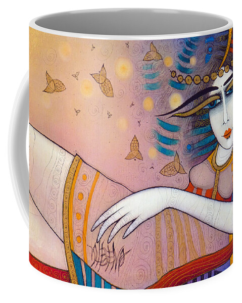 Albena Coffee Mug featuring the painting Fish'n'dreams by Albena Vatcheva