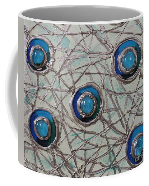 Circles Coffee Mug featuring the painting Five Circles by Cynthia Snyder