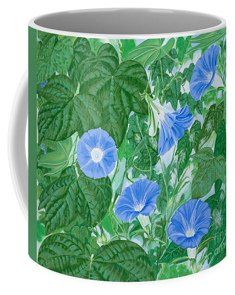 Morning Glory Flowers Coffee Mug featuring the painting Five Faces of Bridget by John Wilson