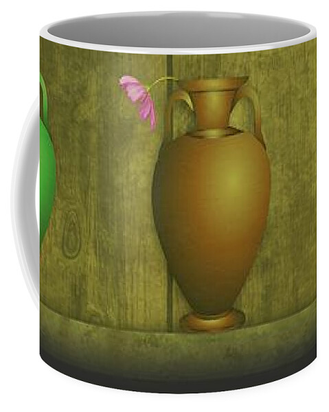 Vases Coffee Mug featuring the digital art Five Vases one flower by David Dehner