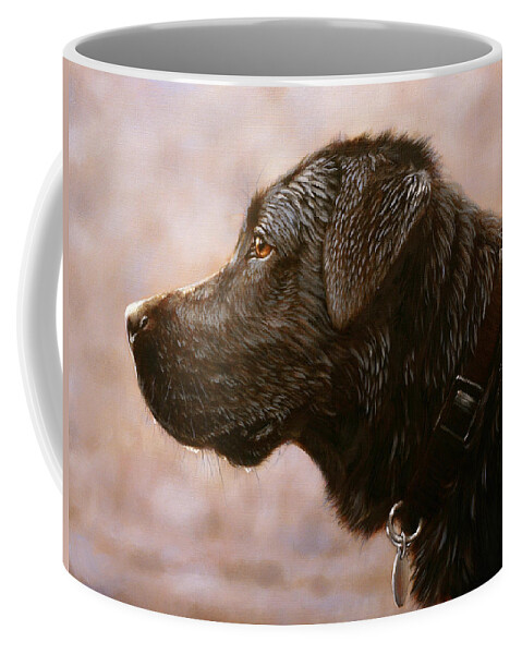 Lab Coffee Mug featuring the painting Fixed gaze by John Silver