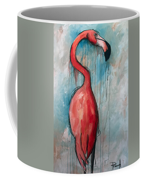 Flamingo Coffee Mug featuring the painting Flamingo by Sean Parnell