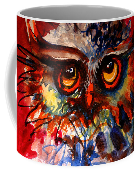 Owl Coffee Mug featuring the painting Flo by Laurel Bahe