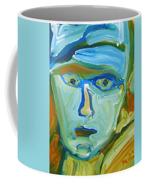 Portrait Coffee Mug featuring the painting Floating Head by Shea Holliman