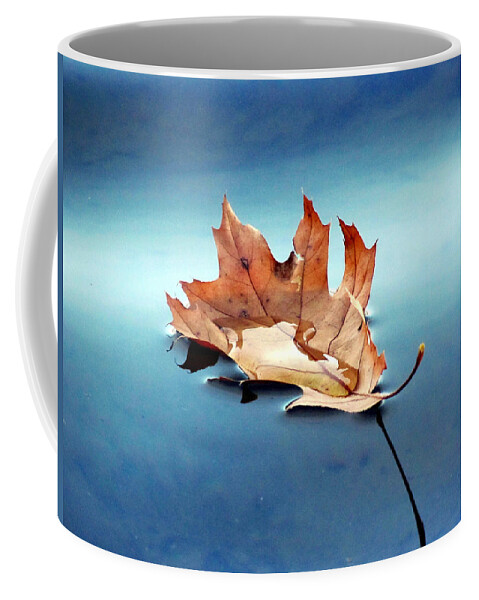 Leaf Coffee Mug featuring the photograph Floating Oak Leaf by David T Wilkinson