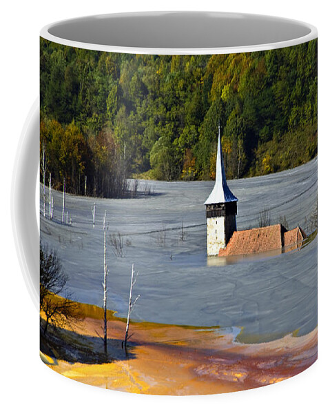 Church Coffee Mug featuring the photograph Flooded church by Daliana Pacuraru