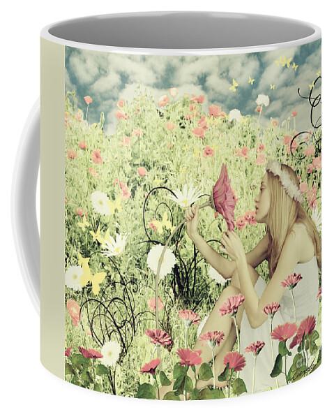 Spring Coffee Mug featuring the digital art Flora by Linda Lees