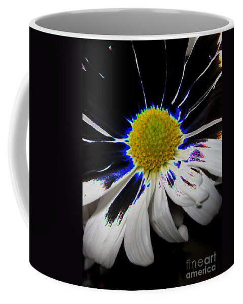 Flower Coffee Mug featuring the digital art Art. White-Black-Yellow Flower 2c10 by Oksana Semenchenko