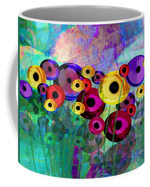 Flower Coffee Mug featuring the painting Flower Power abstract art by Ann Powell