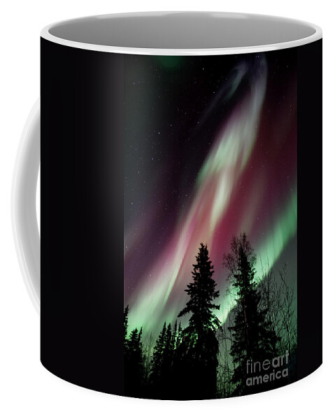 Northern Light Coffee Mug featuring the photograph Flowing Colours by Priska Wettstein