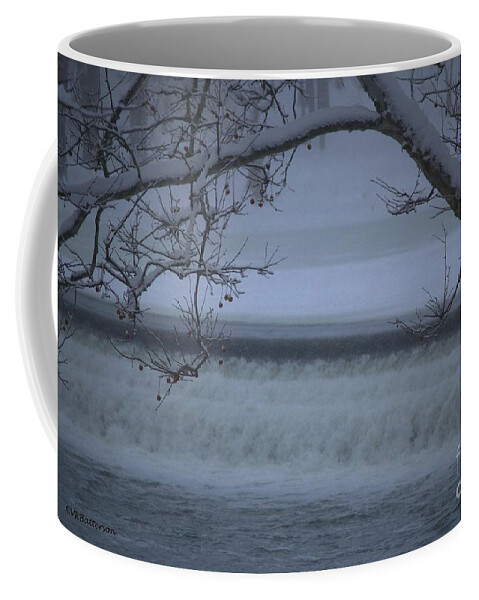 Snow Coffee Mug featuring the photograph Flowing through Ice by Veronica Batterson