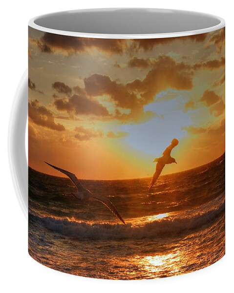 Beach Scene Coffee Mug featuring the photograph Flying in the sun by Dennis Baswell