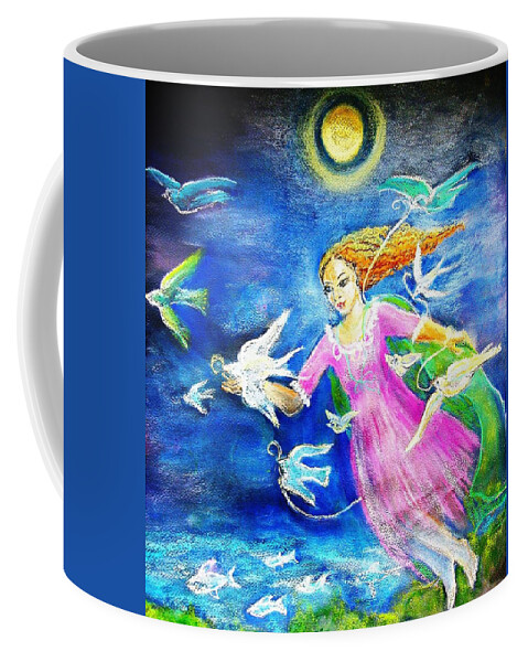 Flying Coffee Mug featuring the painting Flying South by Trudi Doyle