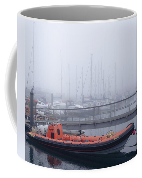 Anstruther Coffee Mug featuring the photograph Fog in Marina II by Elena Perelman