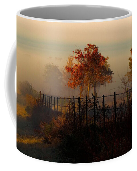Trees Coffee Mug featuring the photograph Foggy Field in the Morning by Shannon Story